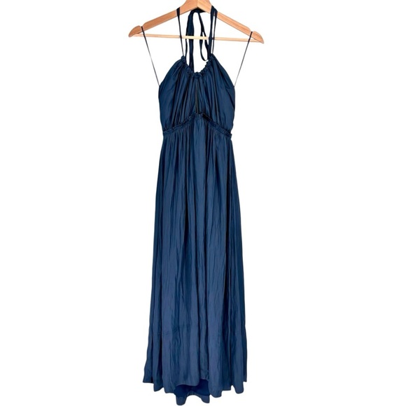 J Crew Cutout dress featherweight Saturn Elegant Blue Halter Maxi Dress Sz 6 - Picture 3 of 12